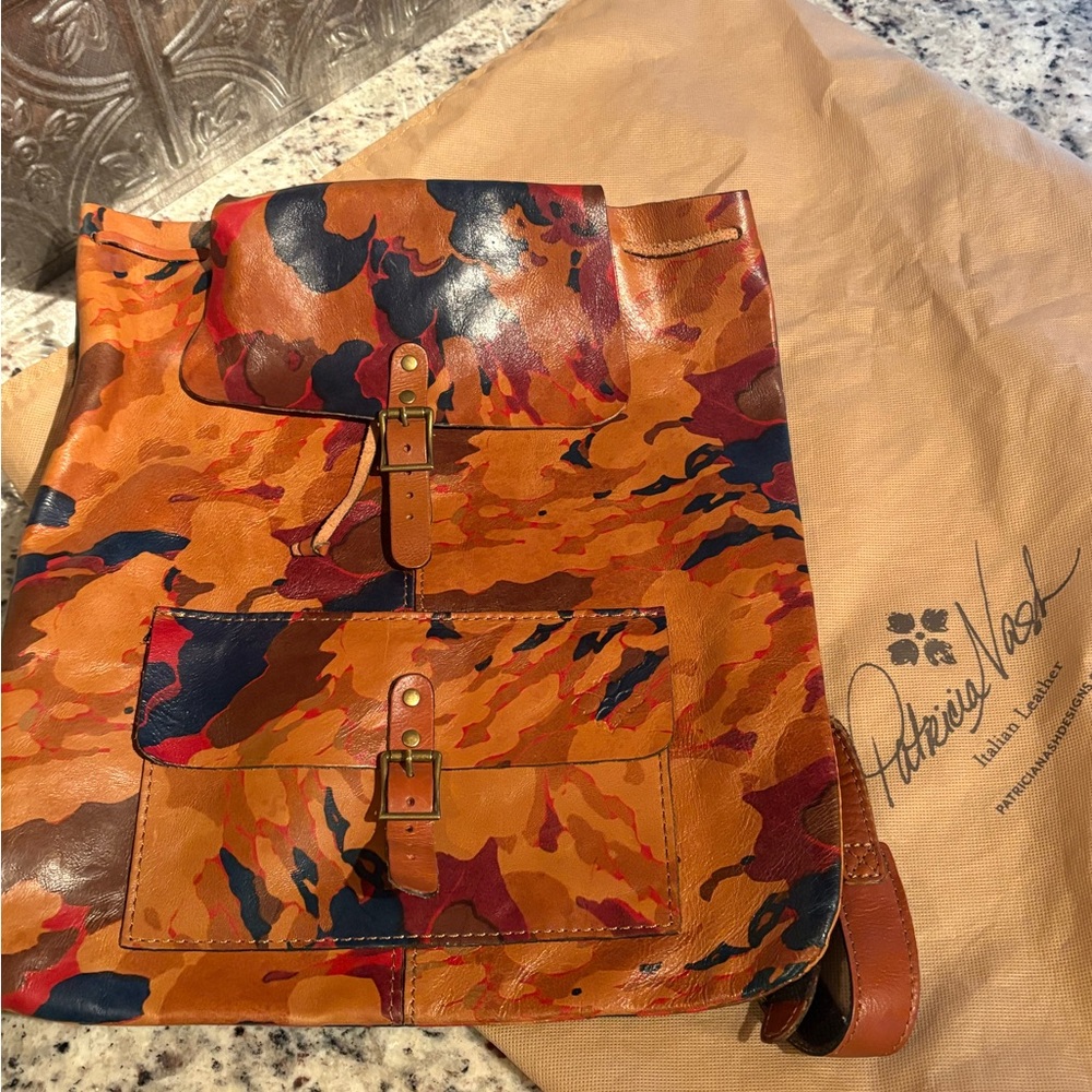 Patricia Nash Orange and Brown Backpack